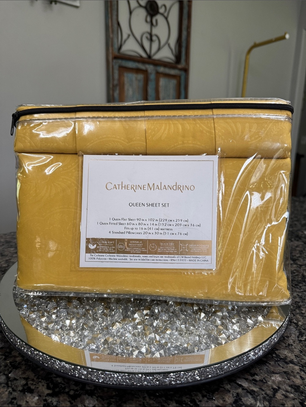 Catherine Malandrino 6 piece Queen Sheet Set - Mustard Yellow NEW